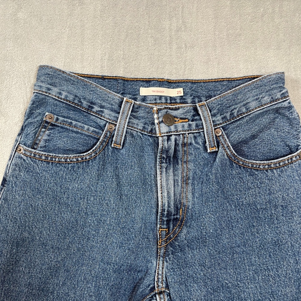 Levis 94 Baggy High Rise Straight Leg Jeans Medium Wash Blue W25 L31 A3510-0028 - Picture 3 of 6